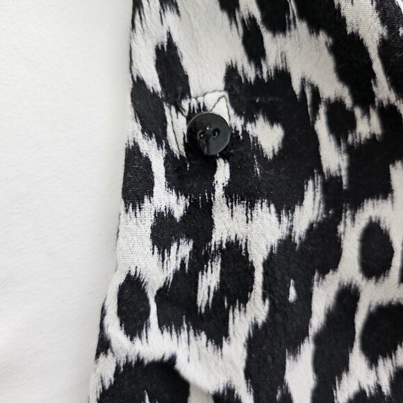 ZARA Size Small Women's Black White Animal Leopard Print Button Down Shirt - Picture 8 of 10